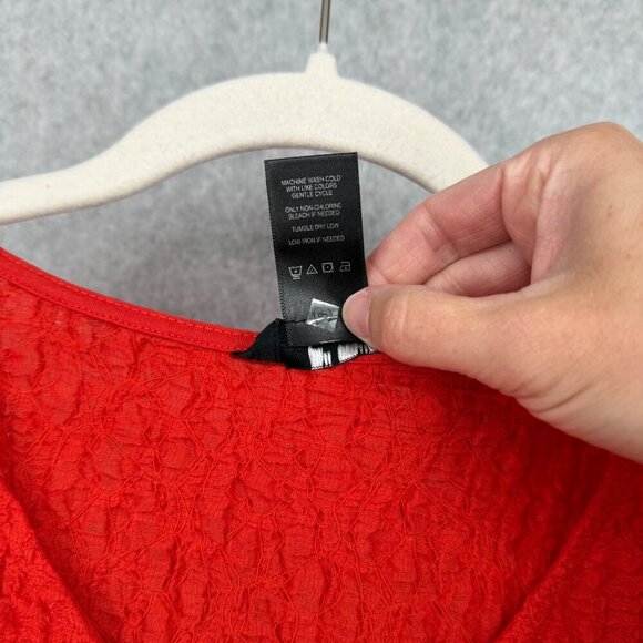 Ali Miles Womens Gauze Tunic Top Size S Burnt Orange Art to Wear Roll Tab Button - Picture 7 of 11